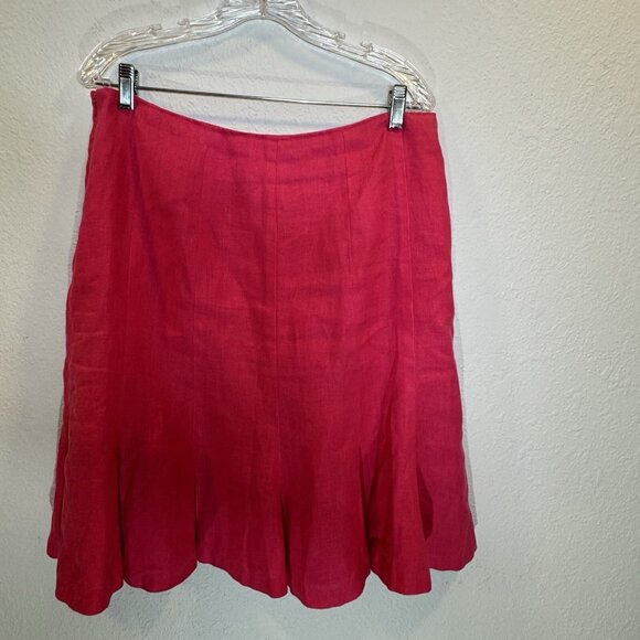 Chaps Linen Skirt Women's size 12 Pink Ruffle Hem Barbiecore Retro 90s Y2K - Picture 5 of 8